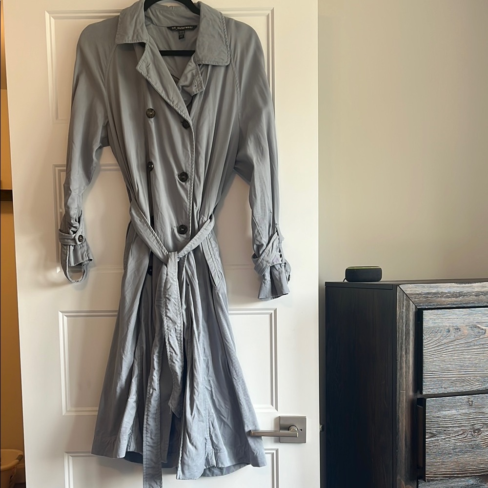 Zara Blue/Grey Double-Breasted Trench Coat
